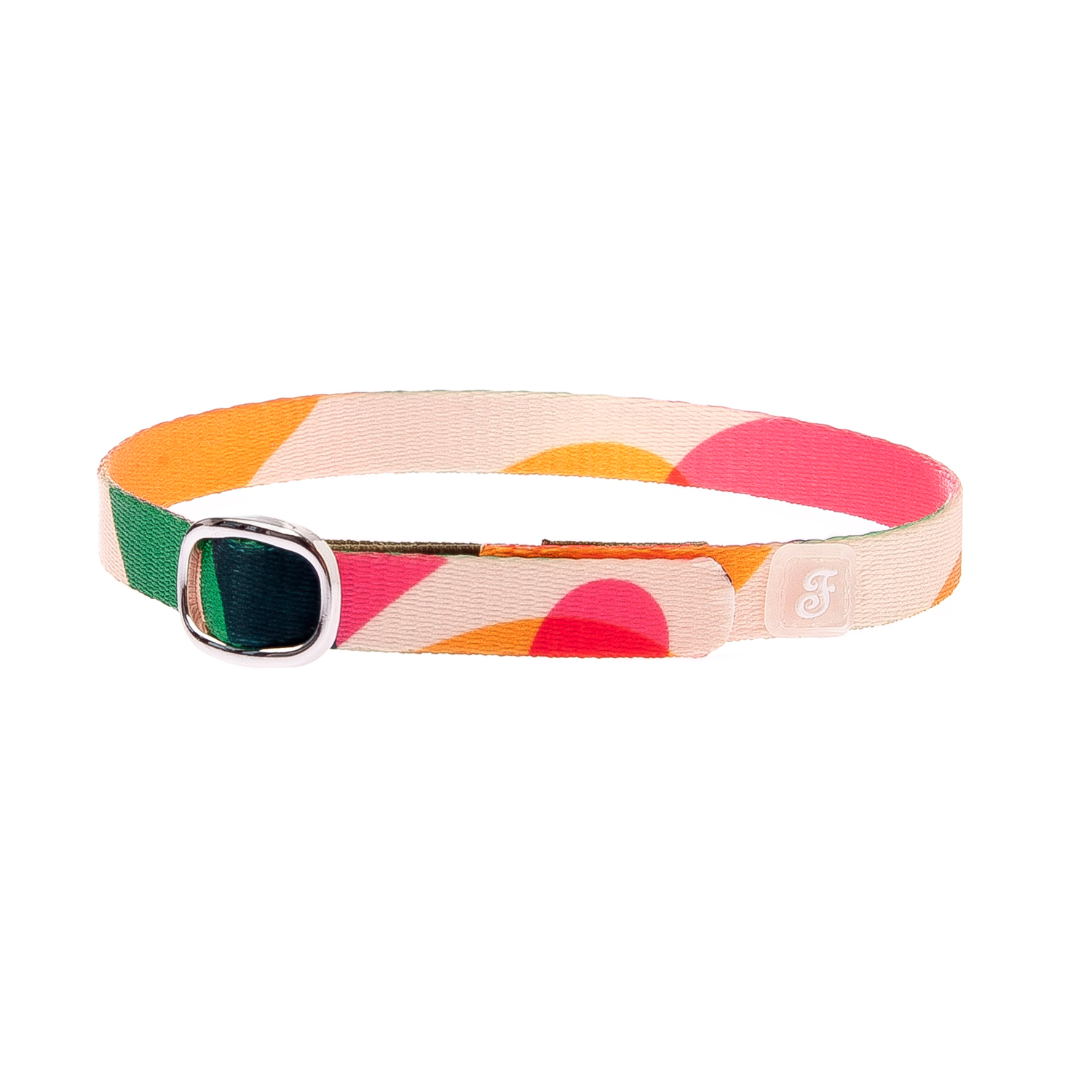 Collar de gato rosa con estampado de colores y cierre de apertura fácil