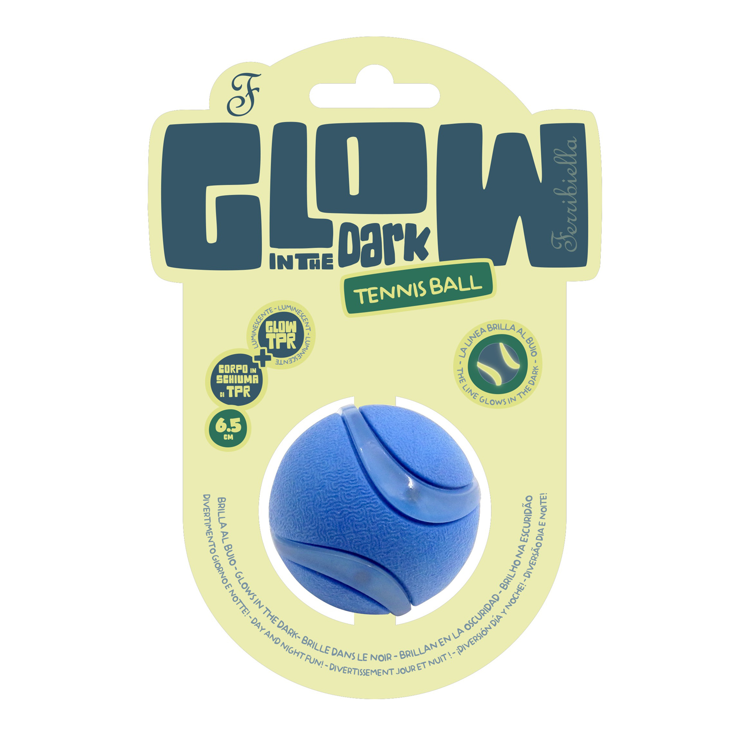 Pelota de tenis luminiscente para perros, 6,5 cm